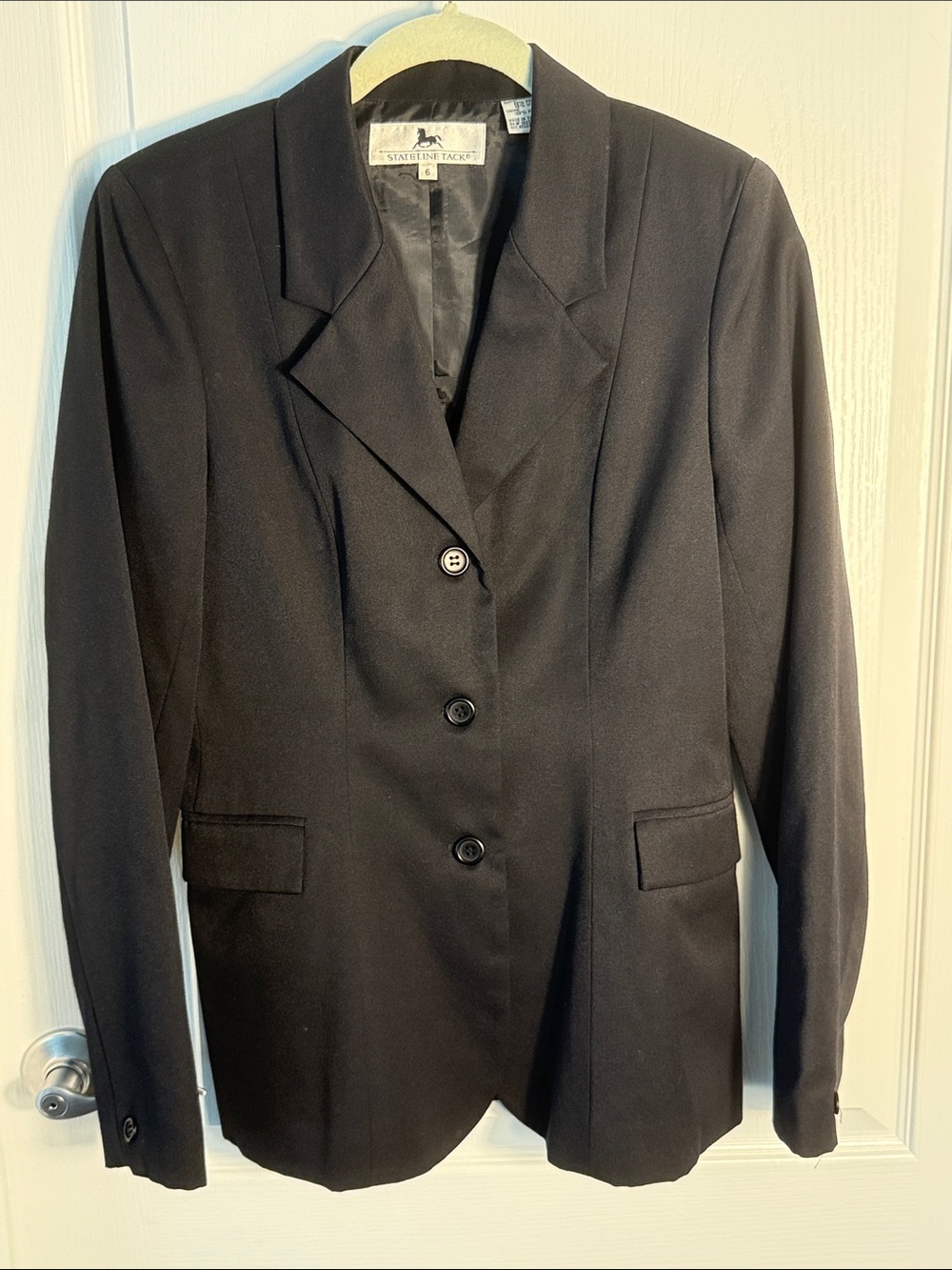 State Line Tack Black Equestrian Riding Show Jacket 3-Button Pockets Size 6